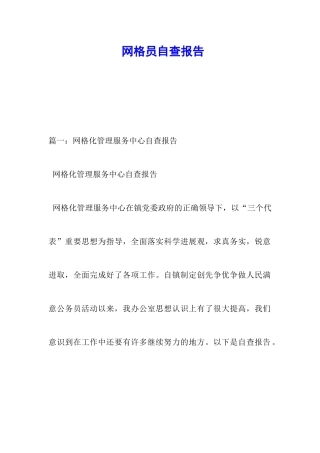 网格员自查报告