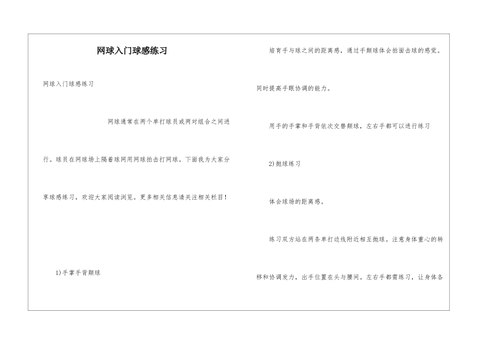 网球入门球感练习_第1页