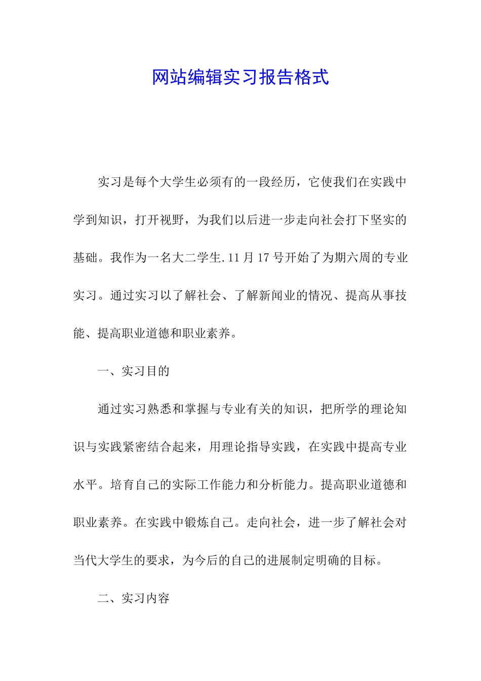 网站编辑实习报告格式_第1页