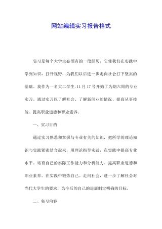 网站编辑实习报告格式