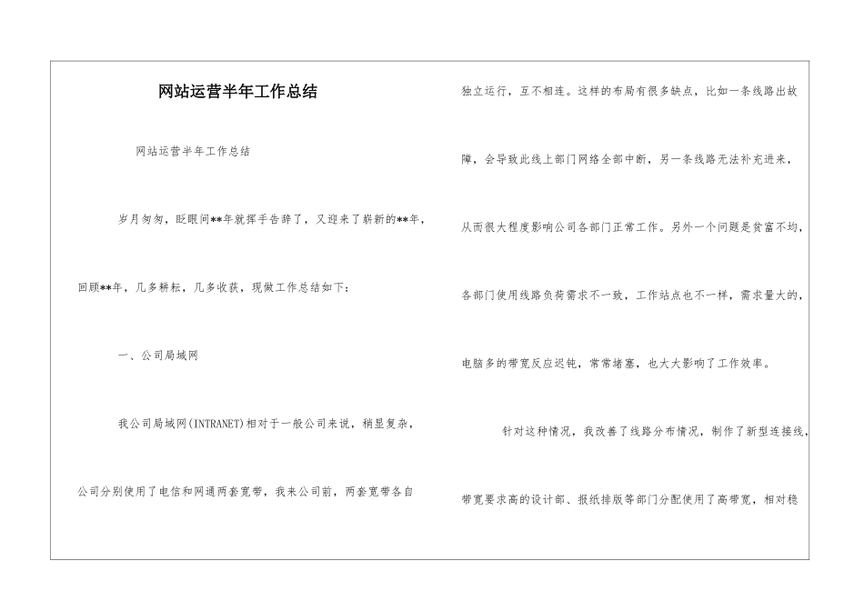 网站运营半年工作总结_第1页