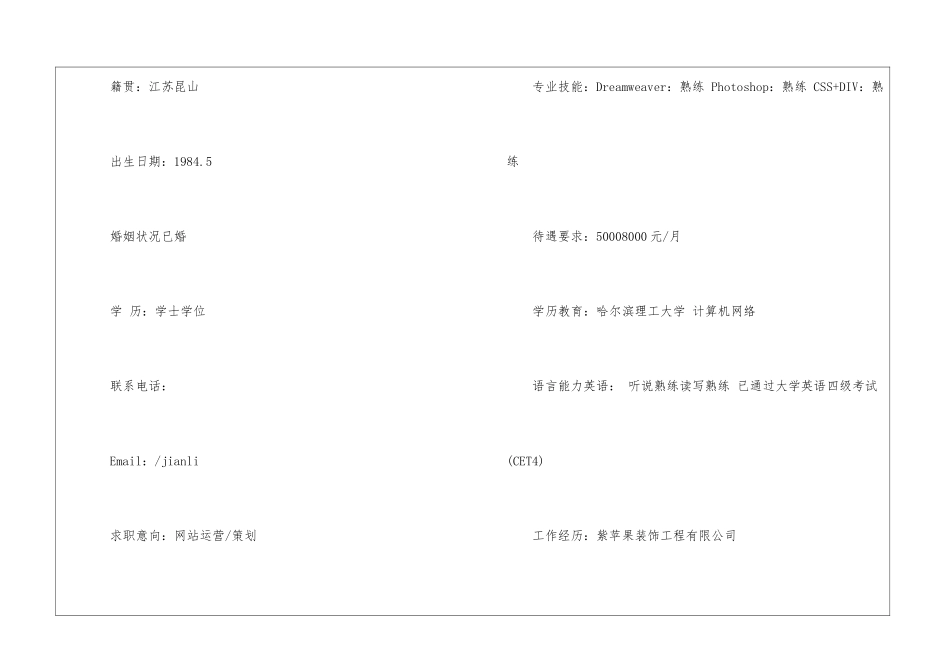 网站运营简历模板_第2页