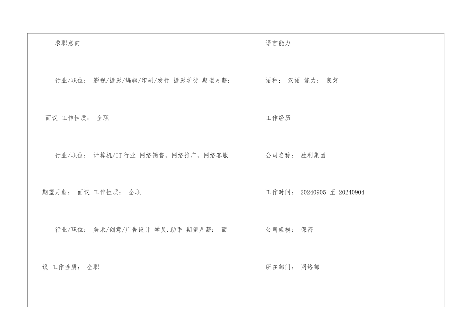 网络客服个人简历模板_第2页