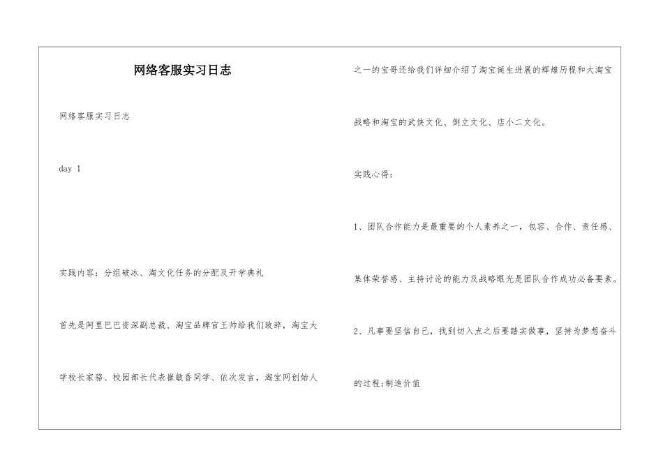网络客服实习日志_第1页