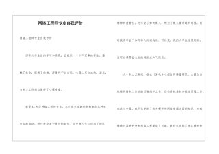 网络工程师专业自我评价