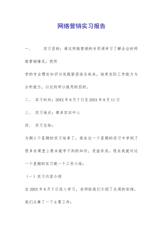 网络营销实习报告-