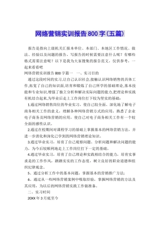 网络营销实训报告800字