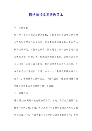 网络营销实习报告范本-