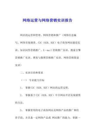 网络运营与网络营销实训报告