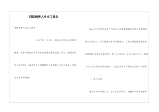网络销售人员实习报告