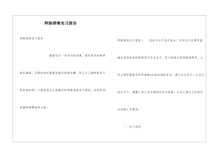 网络销售实习报告