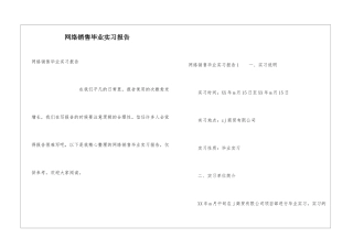 网络销售毕业实习报告