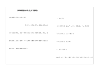 网络销售毕业生实习报告