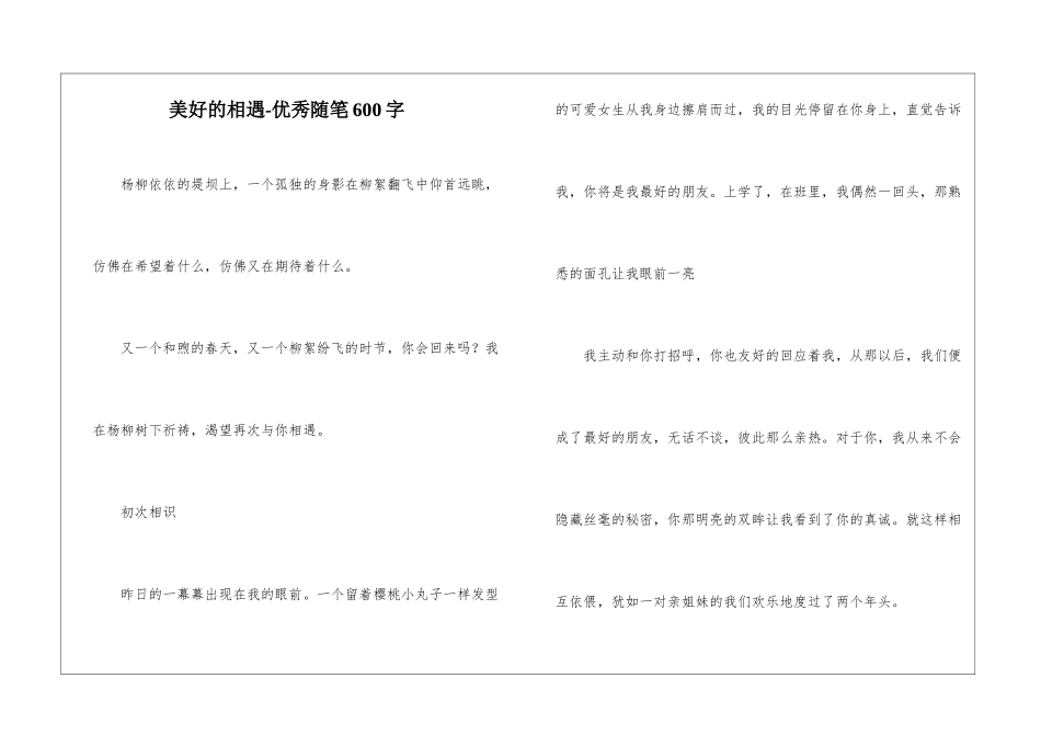 美好的相遇-优秀随笔600字_第1页