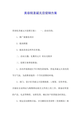 美容院圣诞元旦促销方案