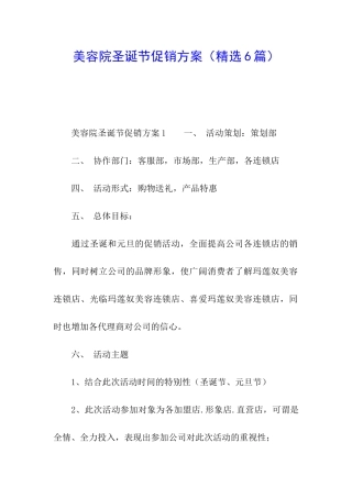 美容院圣诞节促销方案