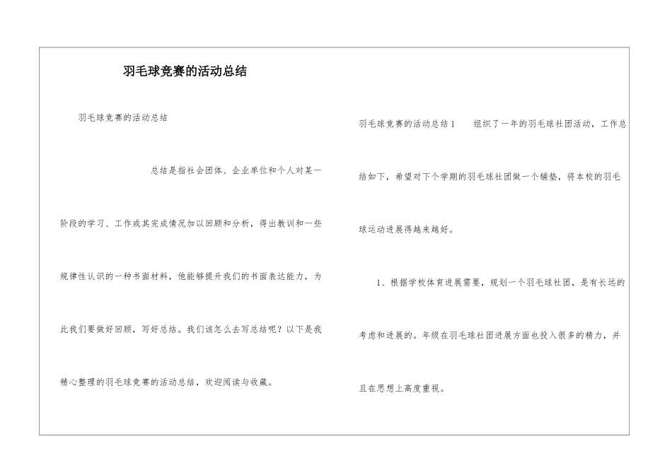 羽毛球比赛的活动总结_第1页