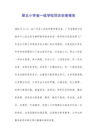 翠北小学省一级学校回访自查报告-