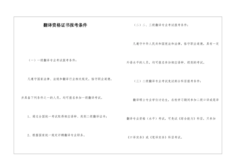 翻译资格证书报考条件_第1页