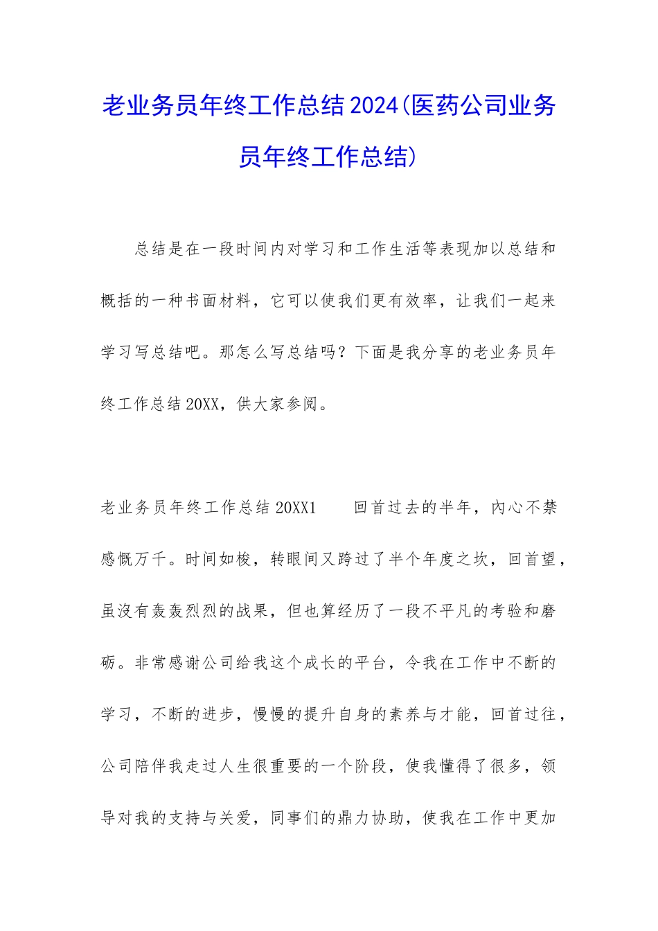 老业务员年终工作总结2024_第1页