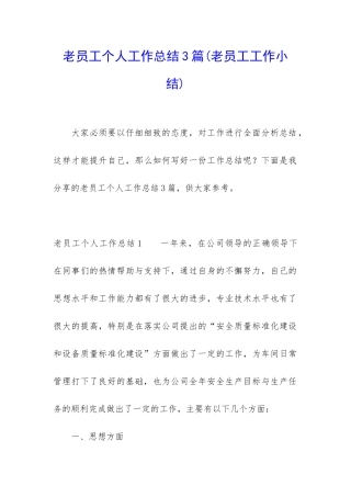 老员工个人工作总结3篇