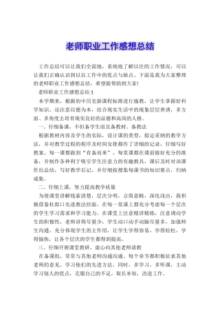 老师职业工作感想总结