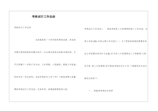 考核试行工作总结