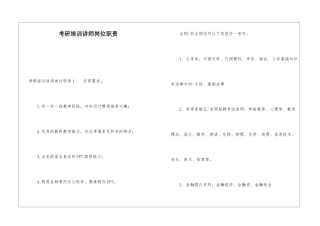 考研培训讲师岗位职责