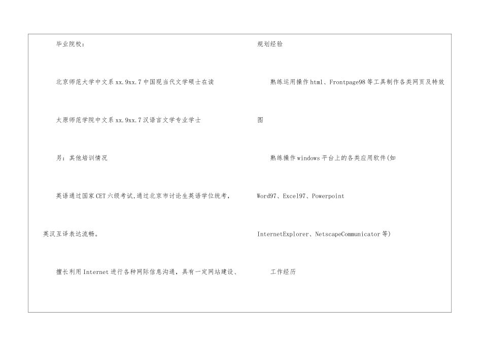 考研给导师的简历模板_第2页