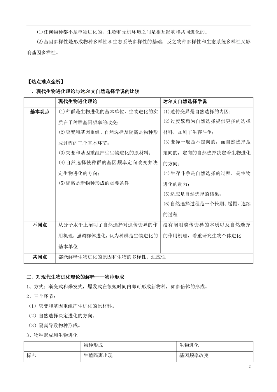 2013版高考生物一轮精品复习 7 现代生物进化理论学案 新人教版必修2_第2页