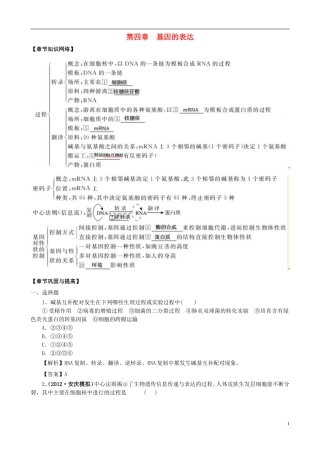 2013版高考生物一轮精品复习 第4章 基因的表达单元复习学案 新人教版必修2