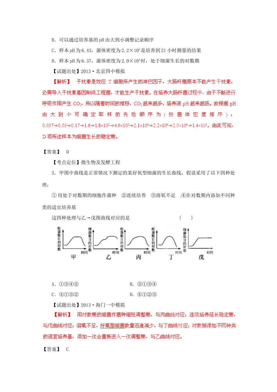 2013年高考生物二轮复习 精品资料专题16 微生物及发酵工程名校测试（教师版）_第2页