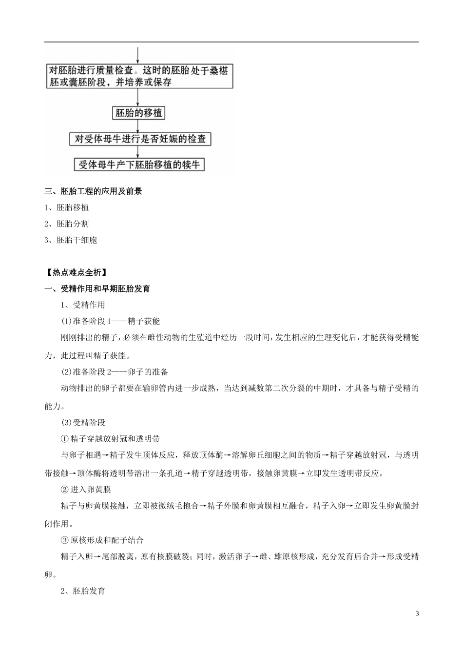 2013版高考生物一轮精品复习 专题3 胚胎工程学案 新人教版选修3_第3页