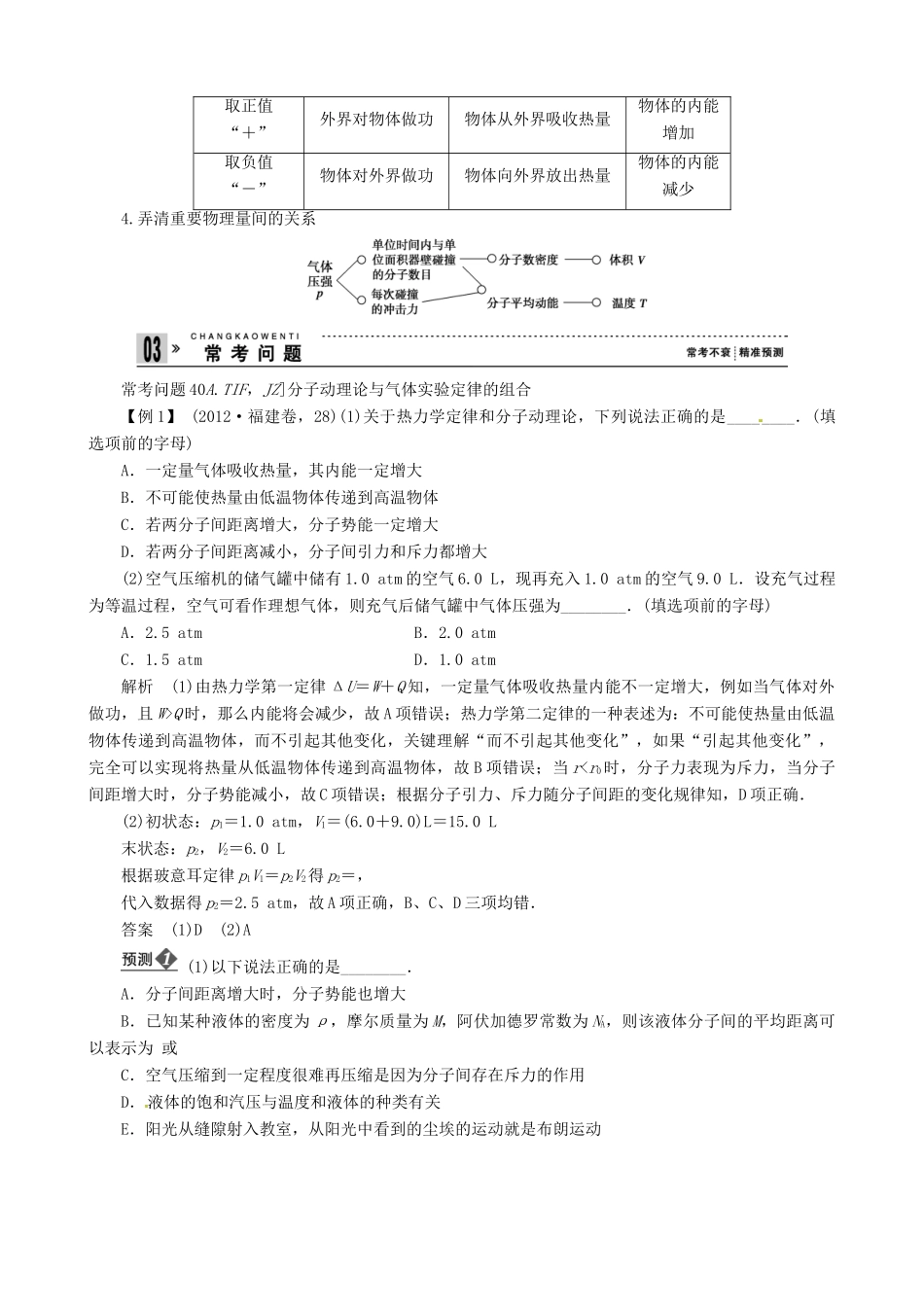 2013年高考物理二轮 压轴突破 专题6第13讲热学中常考的3个问题教案_第3页