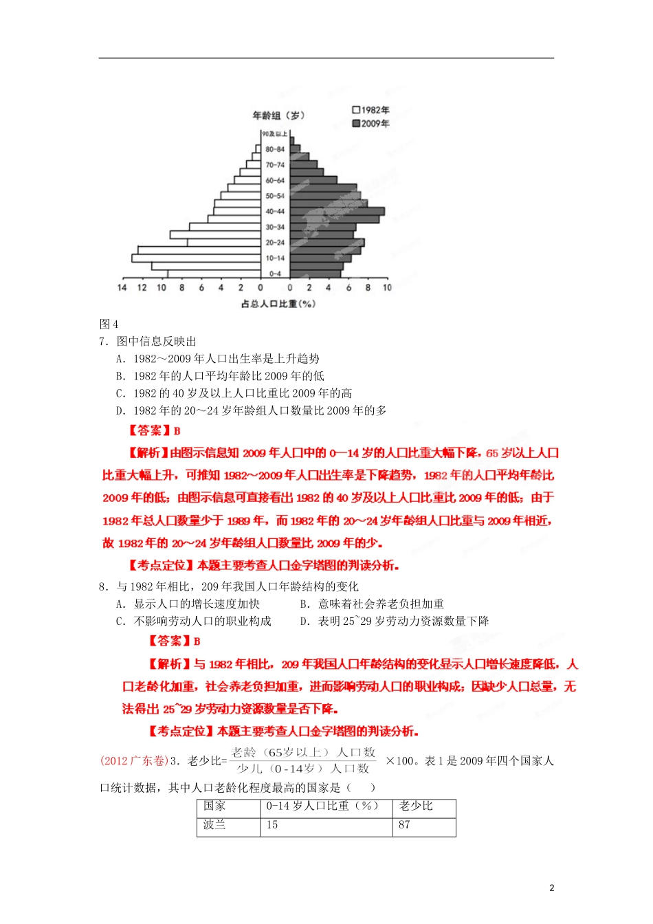 2013高考地理二轮复习精品资料专题07 人口教学案（教师版）_第2页