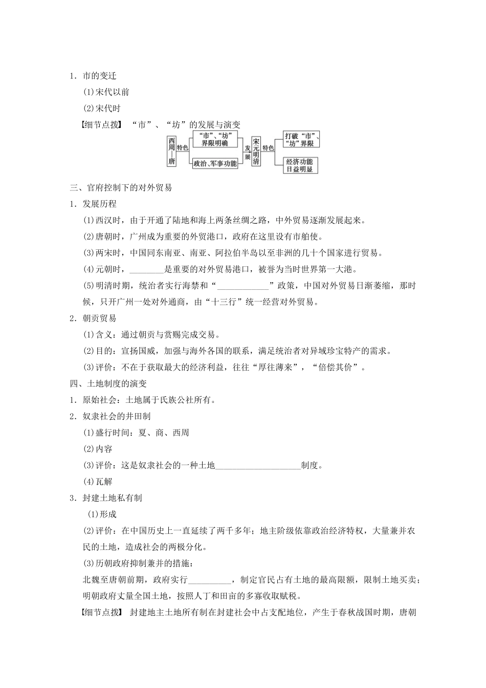 2013高考历史大一轮复习 第六单元第16讲古代商业的发展和经济政策学案 新人教版必修2_第2页