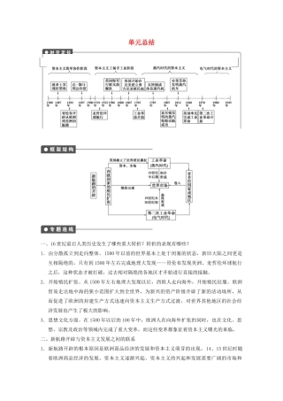2013高考历史大一轮复习 第七单元单元总结学案 新人教版必修2