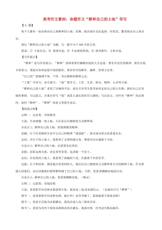 2013高考语文 耕种自己的土地 导写精粹作文素材