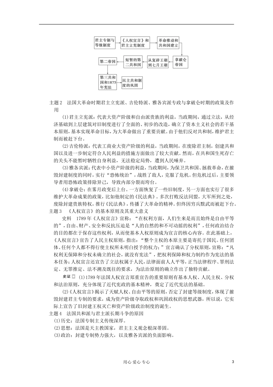 2013高考历史一轮复习研析教案 第3讲 《法国大革命与共和制的确立及国际无产阶级争取民主权利的斗争》岳麓版选修2_第3页