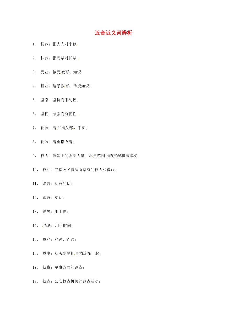 2013高考语文 基础终极突破 近音近义词辨析素材_第1页