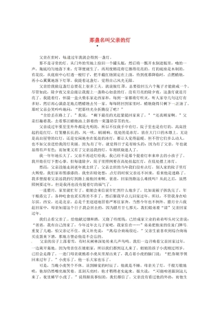 2013高三语文 那盏名叫父亲的灯作文素材