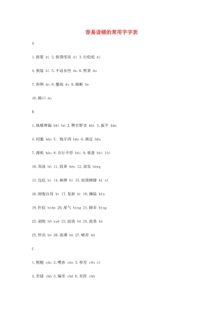 2013高考语文 基础终极突破 容易读错的常用字字表素材