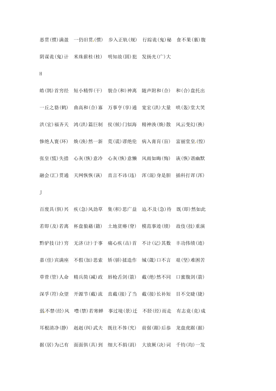 2013高考语文 基础终极突破 容易写错的500个四字词语素材_第3页