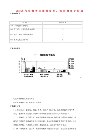2013高考生物 考点预测分析 细胞的分子组成（含解析）新人教版