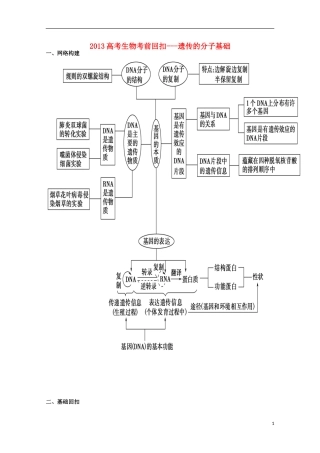 2013高考生物 考前回扣 遗传的分子基础（含解析）新人教版
