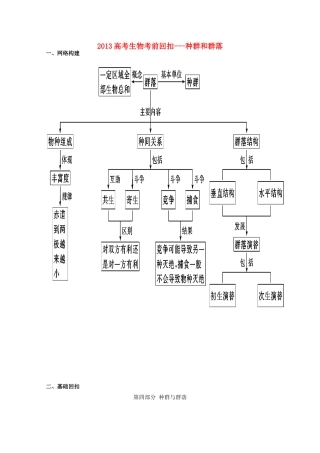 2013高考生物 考前回扣 种群、群落（含解析）新人教版