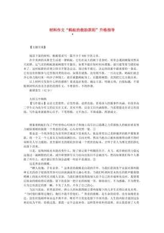 2013高三作文素材 材料作文 蚂蚁的救助原则 升格指导