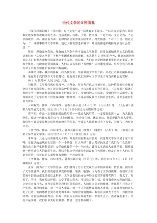 2013高三作文素材 当代文学的N种面孔