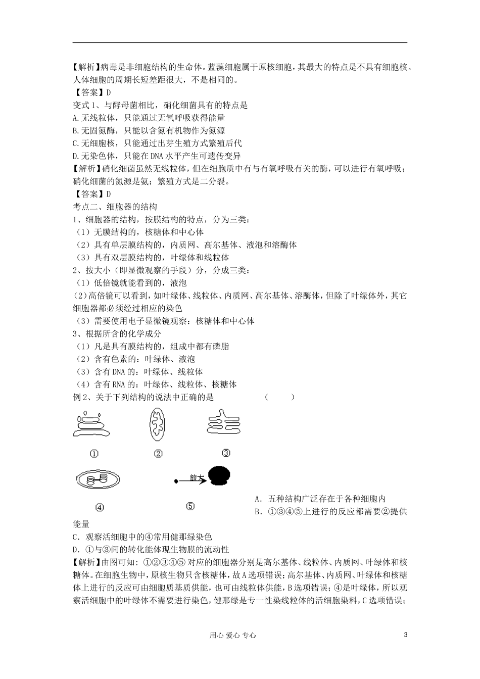 2013高考生物一轮复习 第5课时 细胞器精品学案_第3页