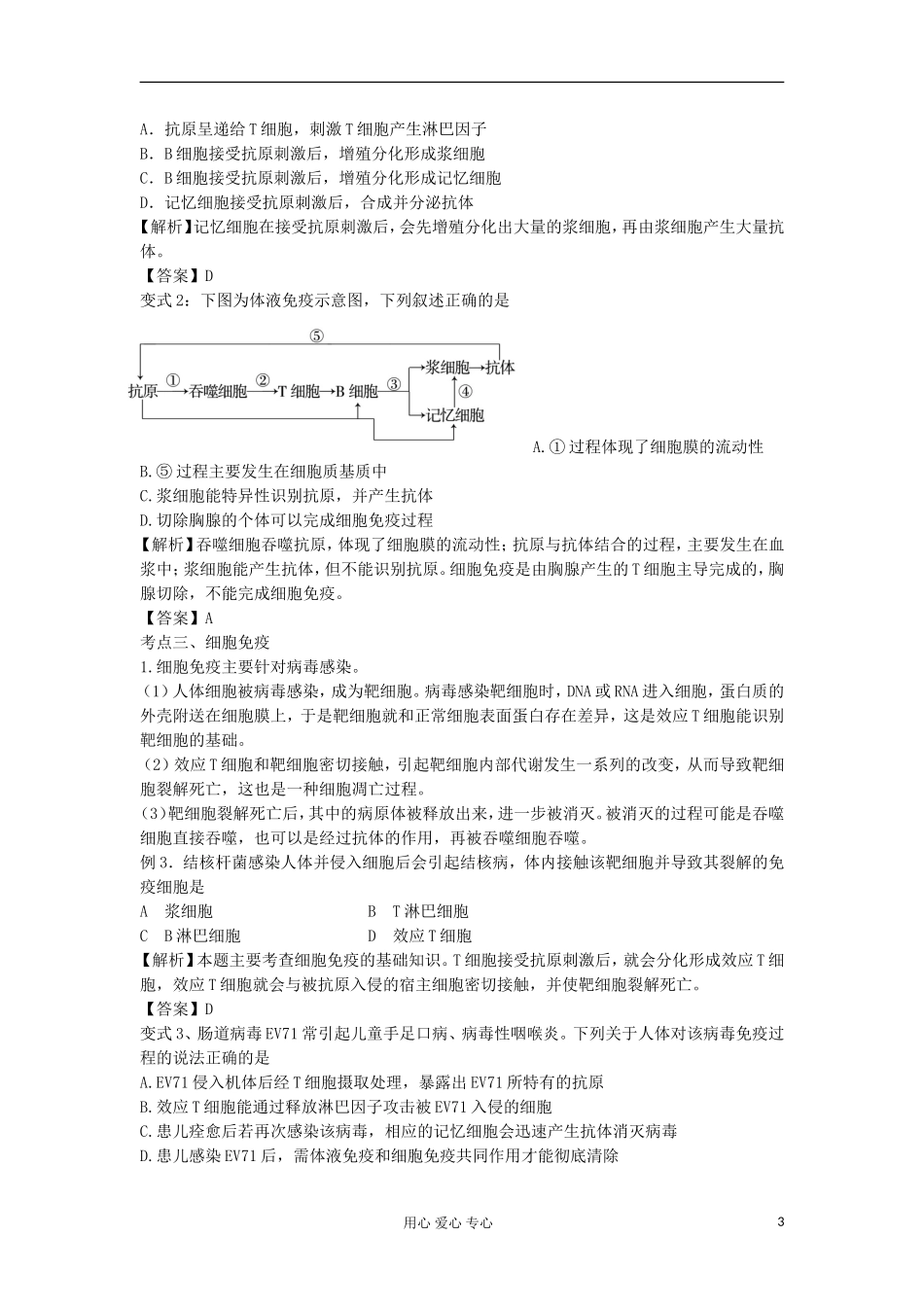 2013高考生物一轮复习 第32课时 免疫调节精品学案_第3页
